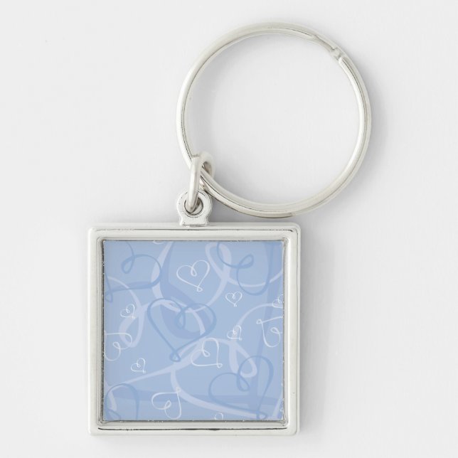 Blue heart pattern key ring (Front)