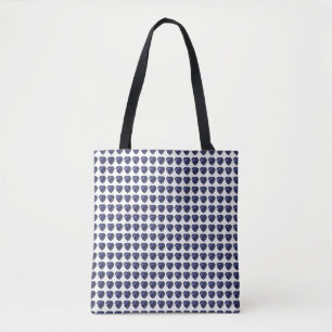 Blue Heart Pattern Tote Bag
