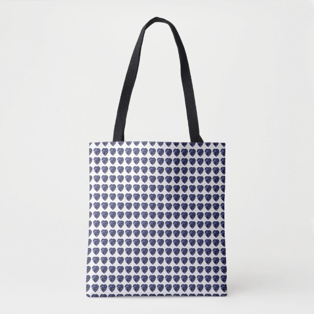 Blue Heart Pattern Tote Bag (Front)