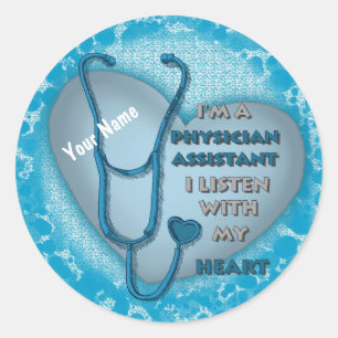 Blue Heart Physician Assistant  Classic Round Sticker