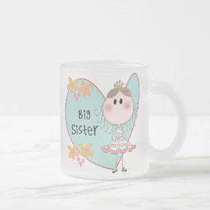 Blue Heart Princess Big Sister Frosted Glass Coffee Mug