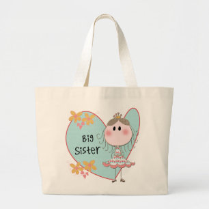 Blue Heart Princess Big Sister Large Tote Bag