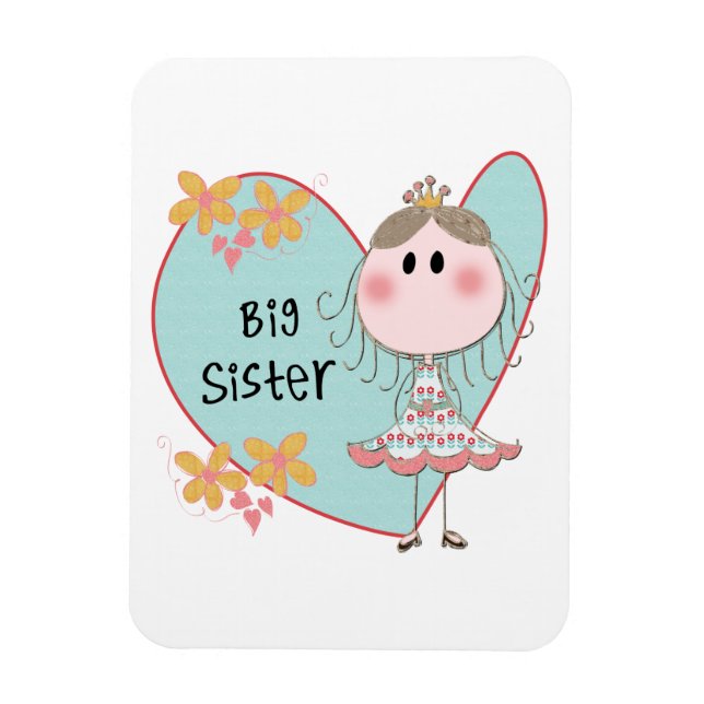 Blue Heart Princess Big Sister Magnet (Vertical)