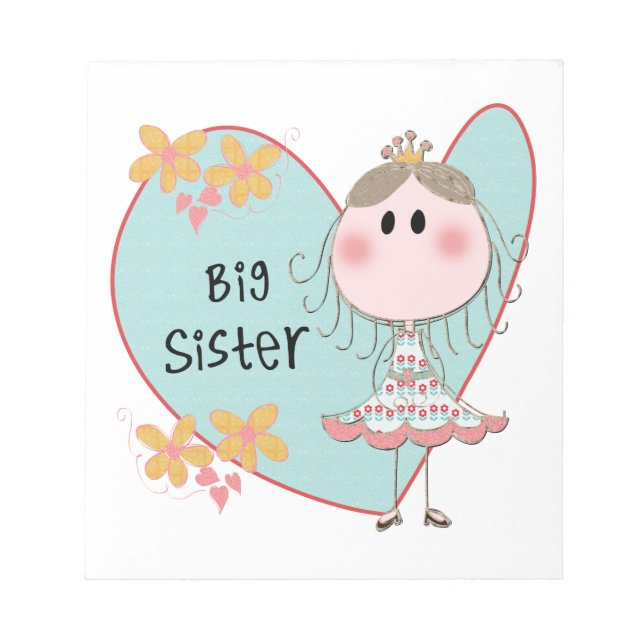 Blue Heart Princess Big Sister Notepad (Front)