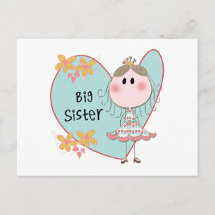 Blue Heart Princess Big Sister Postcard