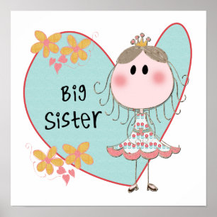 Blue Heart Princess Big Sister Poster