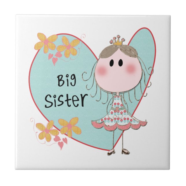 Blue Heart Princess Big Sister Tile (Front)