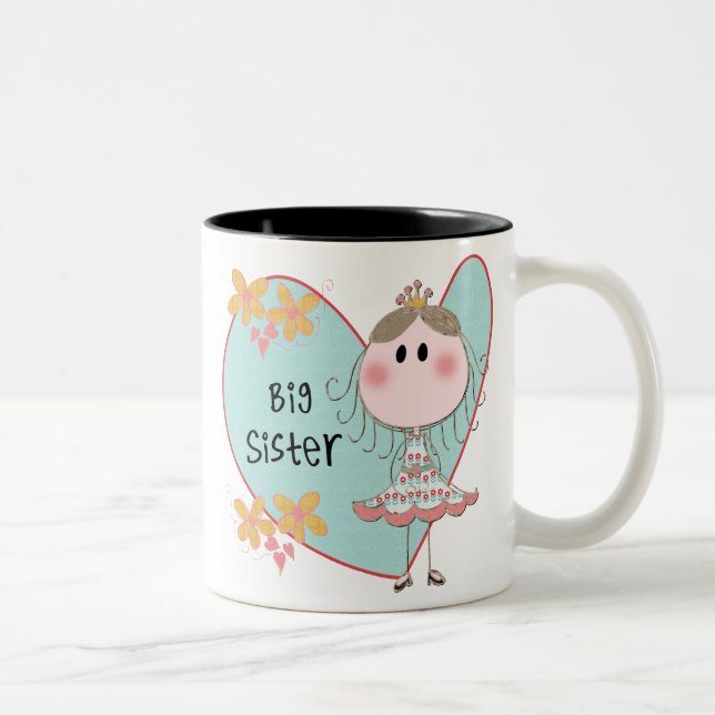 Blue Heart Princess Big Sister Two-Tone Coffee Mug (Right)