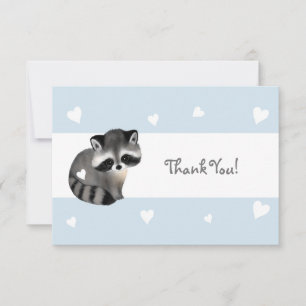 Blue Heart Racoon Thank You Card