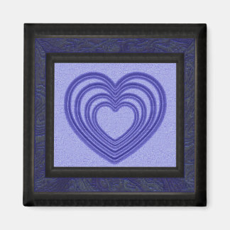 Blue Heart Ripple Framed Magnet