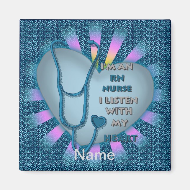 Blue Heart RN Registered Nurse Magnet (Front)