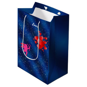 Blue heart romantic wallpaper medium gift bag
