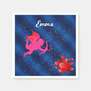 Blue heart romantic wallpaper napkin