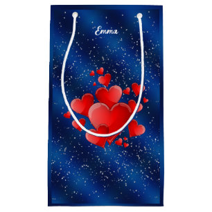 Blue heart romantic wallpaper small gift bag