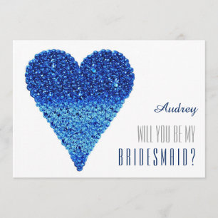Blue heart shape Will you be my Bridesmaid? Invitation
