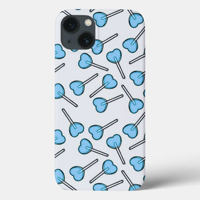 Blue heart shaped Lollipops Case-Mate iPhone Case (Back)