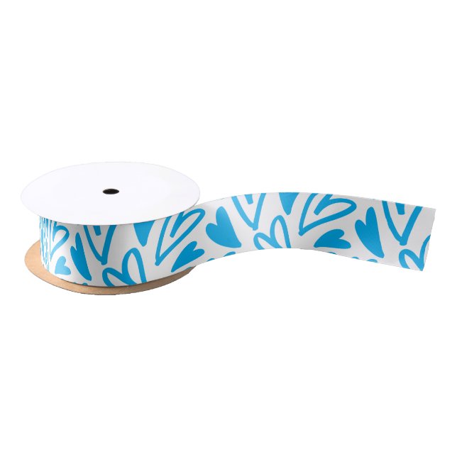 Blue Heart Valentine's Day Satin Ribbon (Spool)