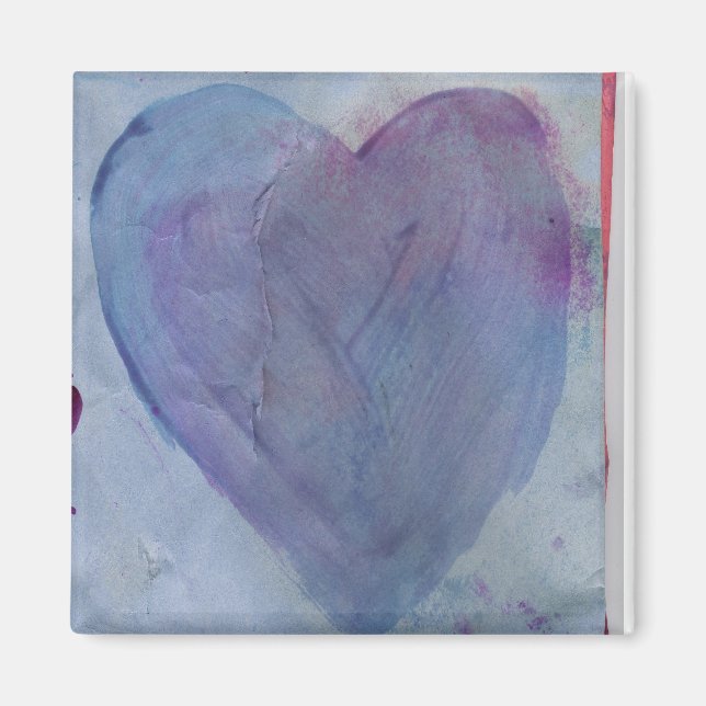 Blue Heart Watercolor Magnet (Front)