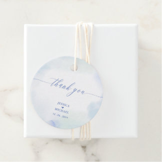 Blue Heart & Watercolor Wedding Thank you Photo Favour Tags