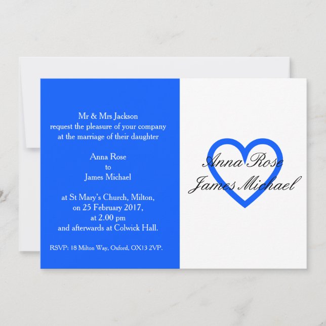 Blue Heart Wedding Invitation (Front)