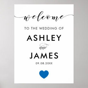 Blue Heart Wedding Welcome Sign
