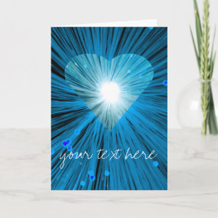 Blue Heart 'Your Text' greetings card vertical