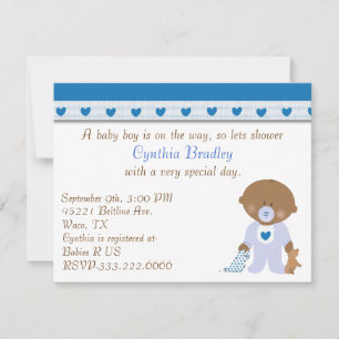 Blue Hearts Baby Boy shower invitation