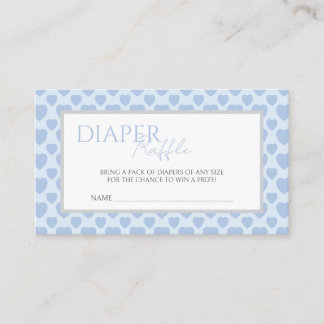 Blue Hearts Baby Shower Diaper Raffle  Enclosure Card