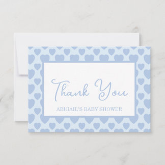 Blue Hearts Baby Shower  Thank You Card