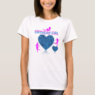 Blue hearts birthday girl t-shirt