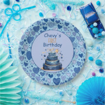 Blue Hearts Blue Birthday Cake First Birthday