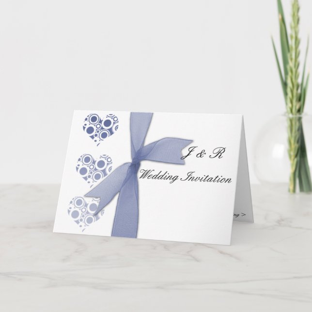 blue hearts & bows invitation (Front)
