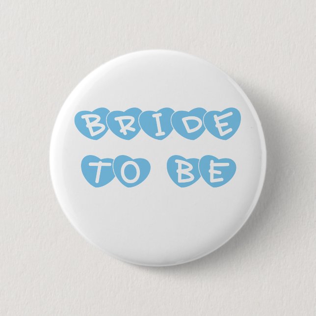 Blue Hearts Bride to Be 6 Cm Round Badge (Front)