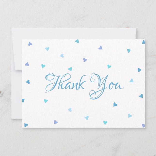 Blue Hearts Confetti Chic Script Thank You (Front)