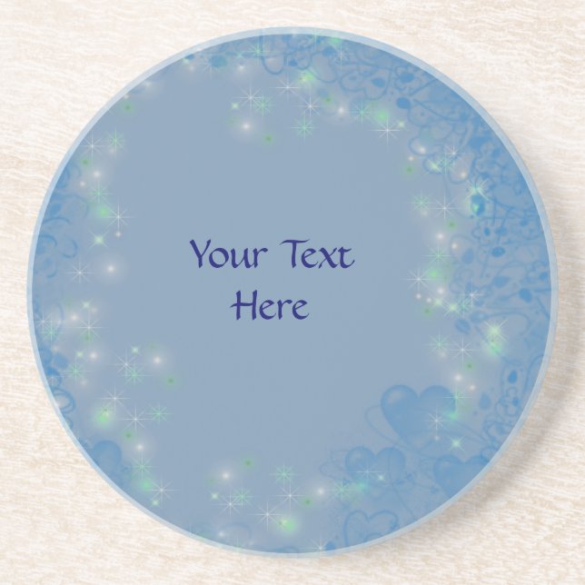 Blue Hearts Design Customisable Coaster (Front)