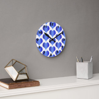 Blue Hearts Design Round Clock