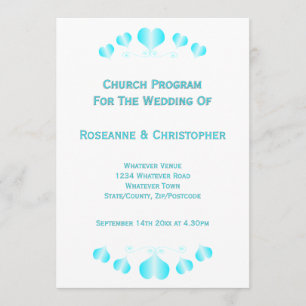 Blue Hearts Design Wedding Programme