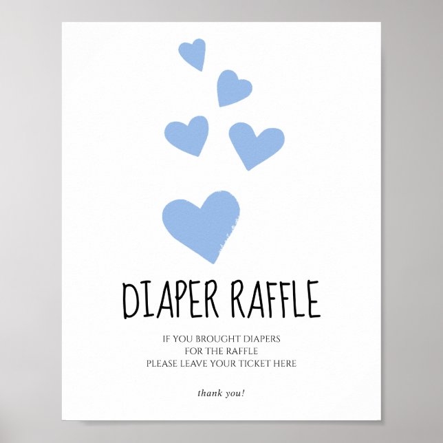 Blue Hearts Diaper Raffle Shower  Poster (Front)