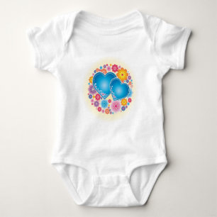 Blue Hearts Floral Baby Bodysuit