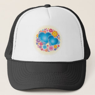 Blue Hearts Floral Trucker Hat