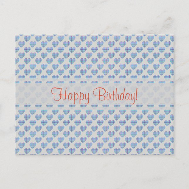 Blue hearts Happy Birthday! Postcard (Front)