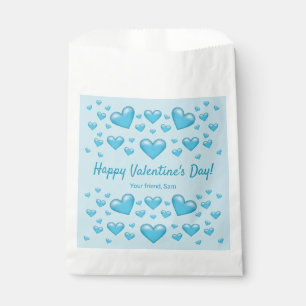 Blue Hearts Happy Valentine's Day & Custom Text Favour Bags
