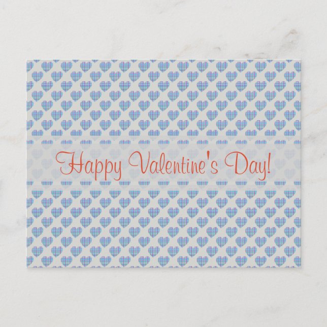 Blue hearts Happy Valentine's Day! Holiday Postcard (Front)