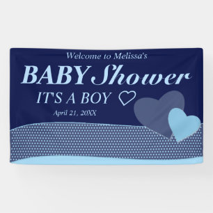 Blue Hearts   It's A Boy   Modern Baby Shower Banner