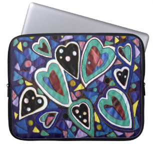 Blue hearts laptop sleeve