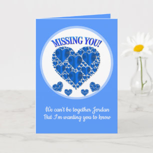 Blue Hearts Missing You Card