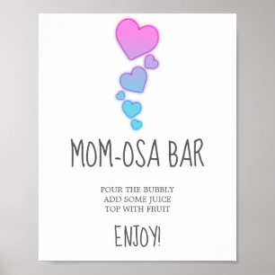 Blue Hearts Mum-osa Bar Sign Baby Shower