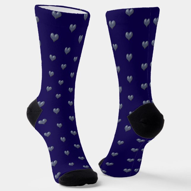 Blue Hearts on Blue Socks (Angled)
