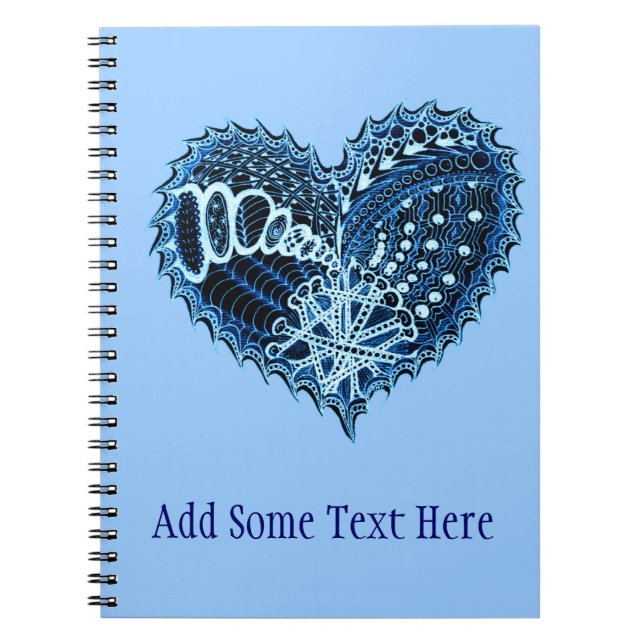 Blue Hearts on Fire Doodle Notebook (Front)