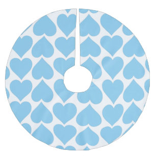 Blue Hearts Pattern, Romantic, Love Brushed Polyester Tree Skirt